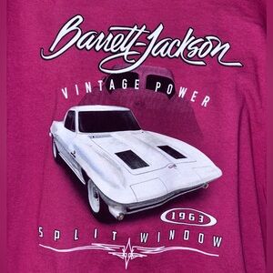 Barrett Jackson Men’s T-Shirt Sz XL Split Window Corvette Crewneck Vtg Power